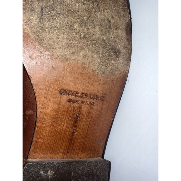 Vtg Charles David Tall Leather Riding Boots Brown Low Heel Equestrian Womens 9 - Picture 10 of 15